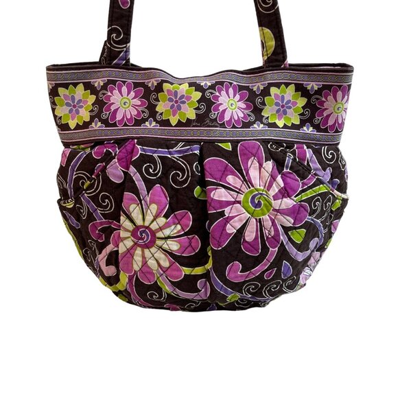 Vera Bradley Women's Black Flowered Multicolor Floral Shoulder Bucket Bag Sz M - Picture 5 of 13